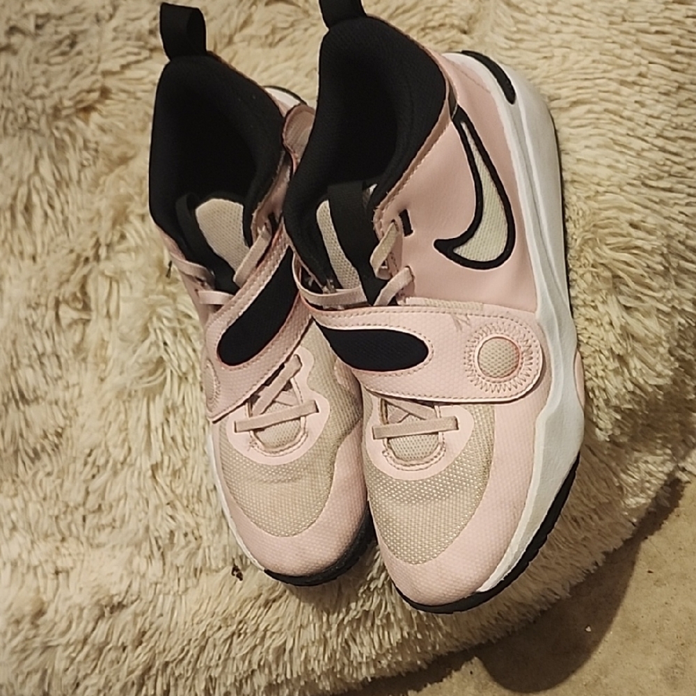 Nike Pink Black Athletic Shoes with Velcro Closure